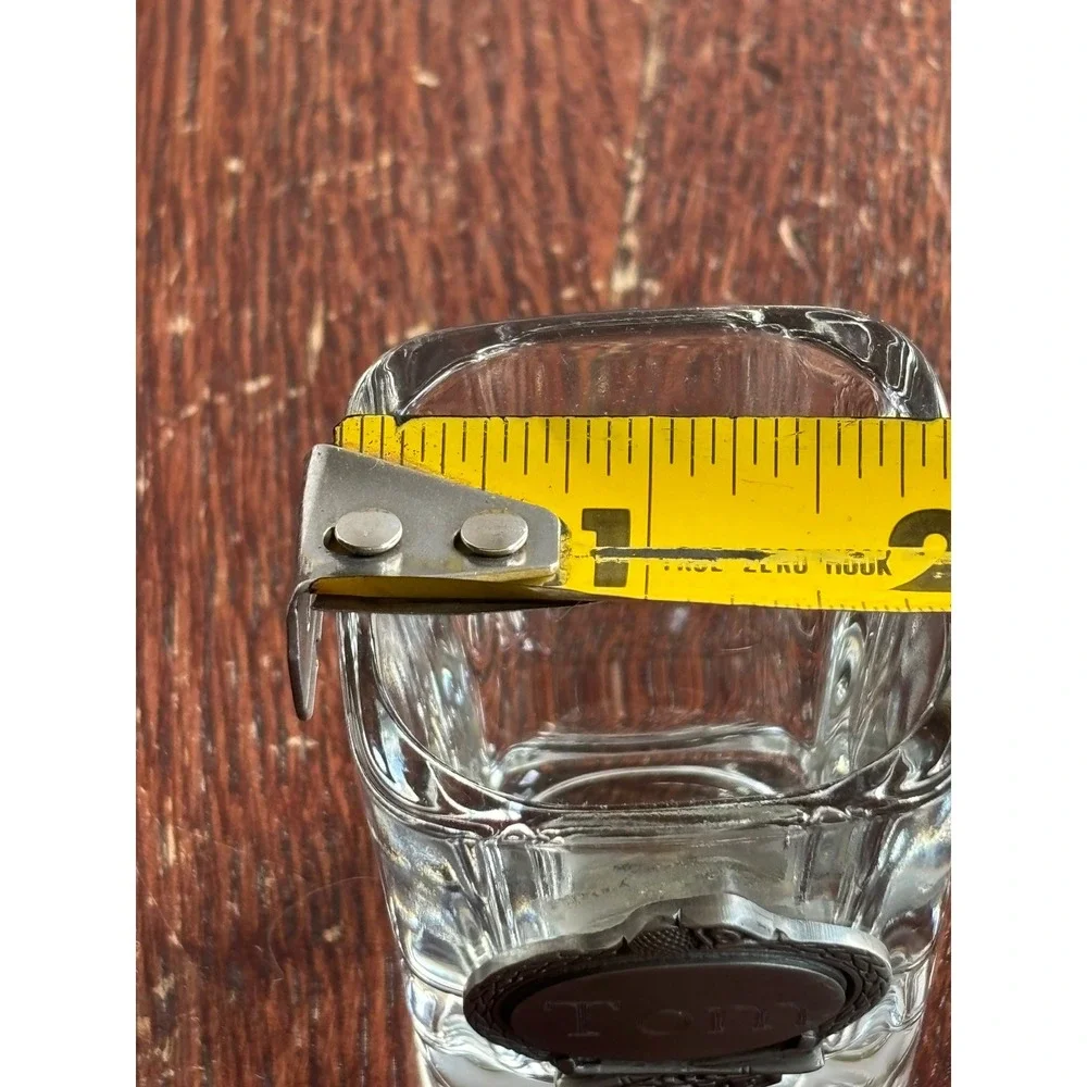 Vintage Personalized Tom‎ Golf Pewter Medallion Square Shot Glass Clear Barware